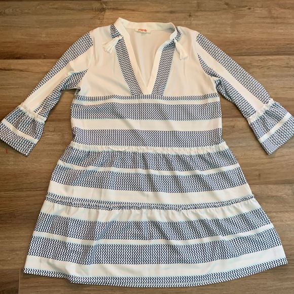 Mazik midi two tier blue & white dress size small - Picture 5 of 11